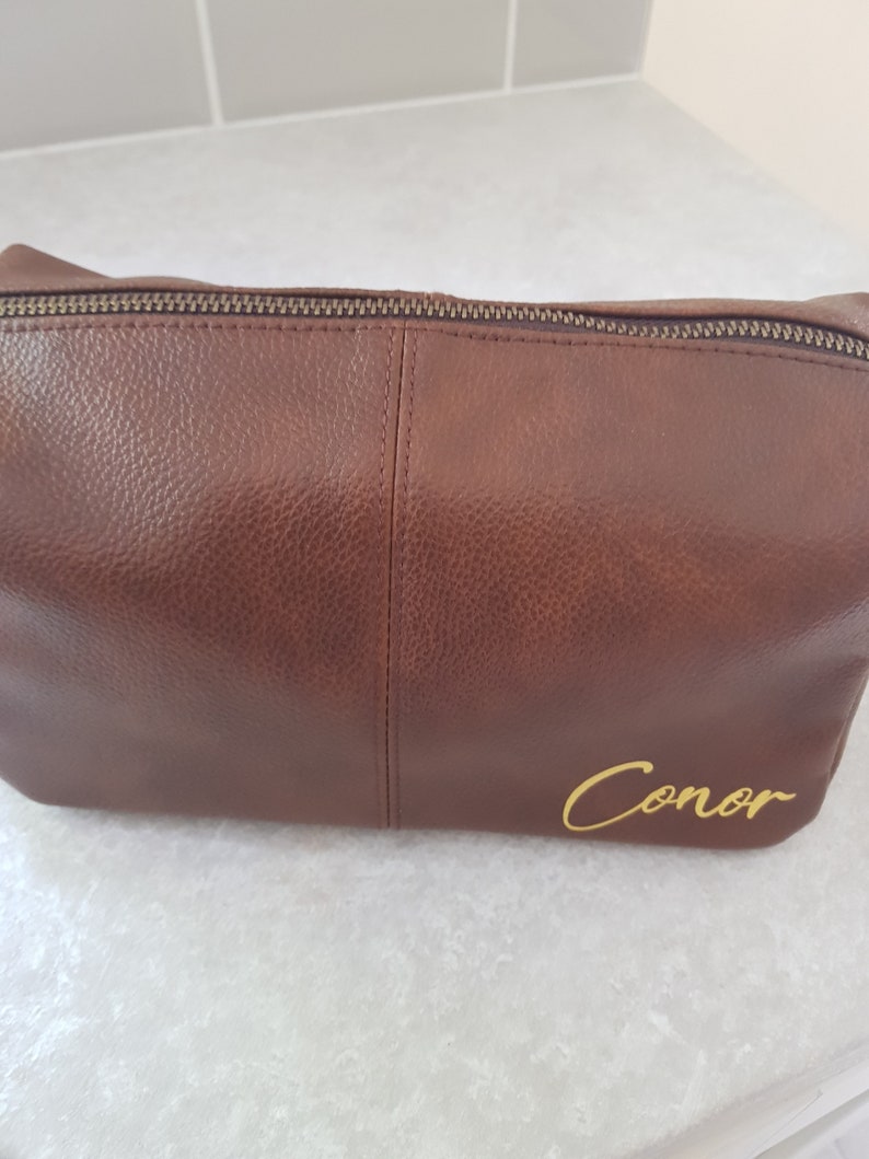 Personalised Mens Washbag | Father's Day Gift | Initial | Name | Monogram | Present For Dad | Husband | Gym Bag | Leather Look | Ireland LittleLovelyIreland