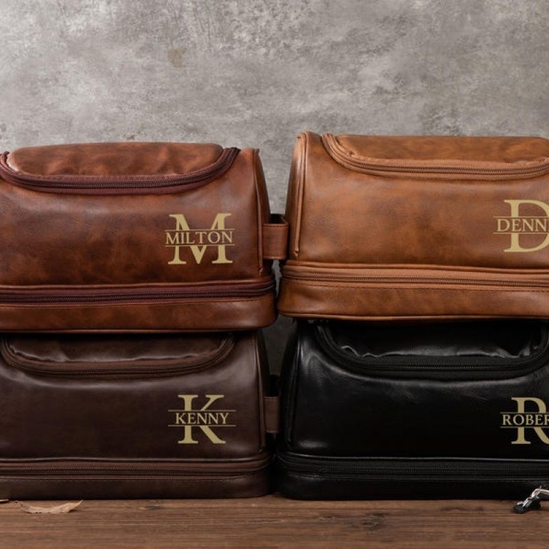 Men's Toiletry Bag Personalized, Custom Dopp Kit, Groomsmen Gifts, Anniversary Gift for Him, Travel Toiletry Bag, Men's Leather Accessory EsseHomeDesign